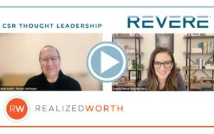 Brian Kurth with Revere Software Speaks with Angela Parker of Realized Worth about Corporate Volunteering on a Zoom Call
